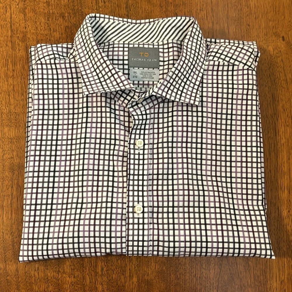 Thomas Dean 3XL Window Pane Plaid Print Shirt